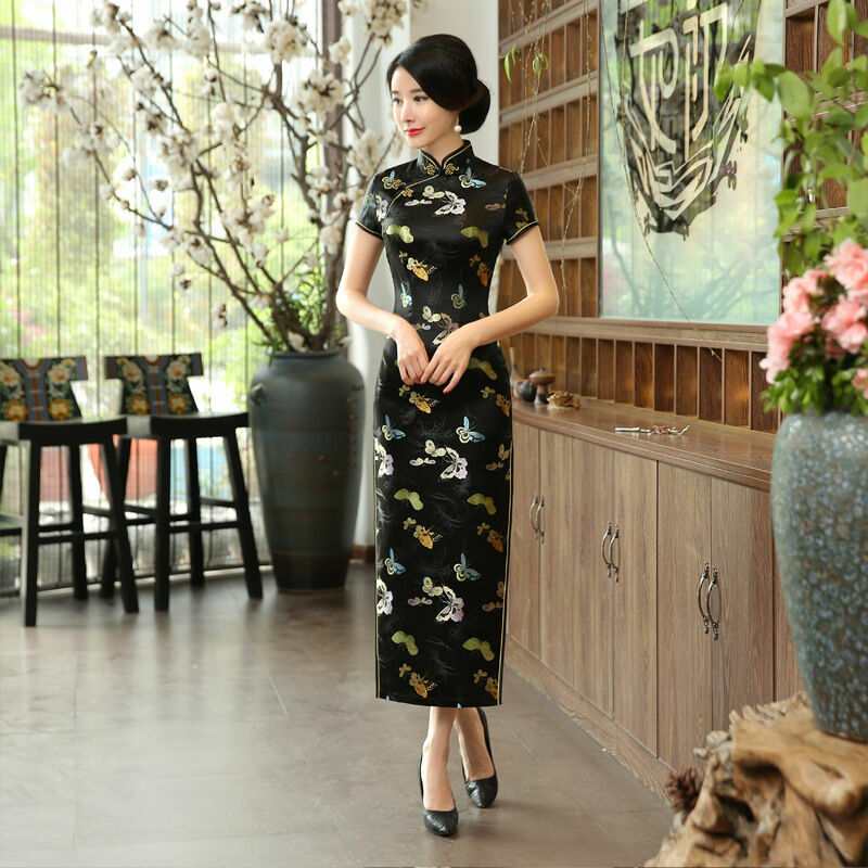 UNBRANDED Women Evening Party Dress Satin Cheongsam Chinese Traditional Qipao -3XL