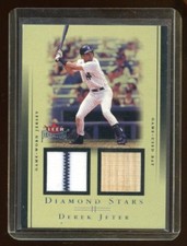 2002 FLEER PREMIUM DEREK JETEJR GOLD #D /100 GAME WORN JERSEY / BAT PINSTRIPES !