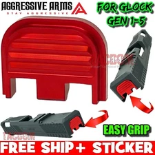 AGGRESSIVE ARMS RED Rear SLIDE END Cover plate for GL0CK Gen 1 2 3 4 5 TEXTURED