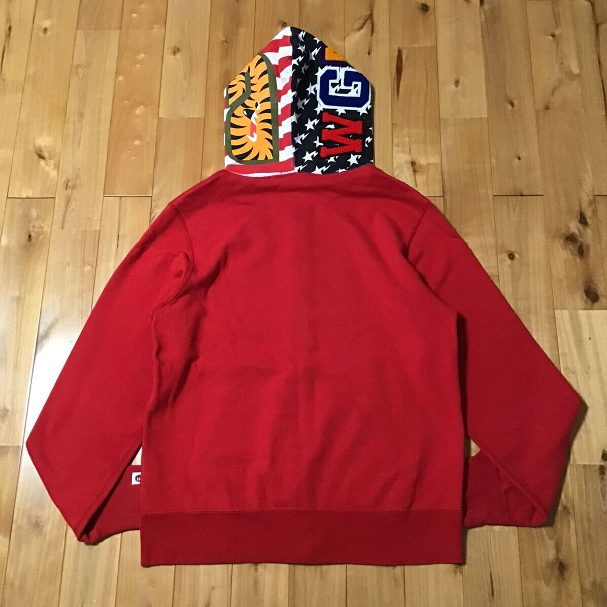 BAPE Stars and Stripes Shark full zip Hoodie Red A Bathing