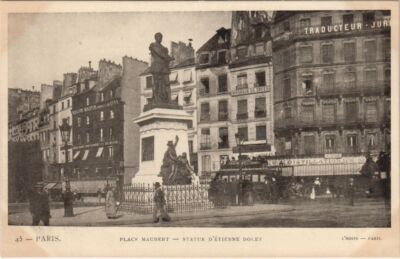 CPA PARIS 5e Place Maubert Statue d'Etienne Dolet (997834)