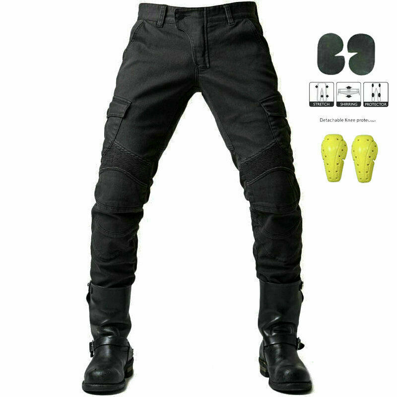 Jeans Da Moto Uomo Con Protezioni - Pantaloni Rinforzati Slim Fit Per Biker - Foto 12
