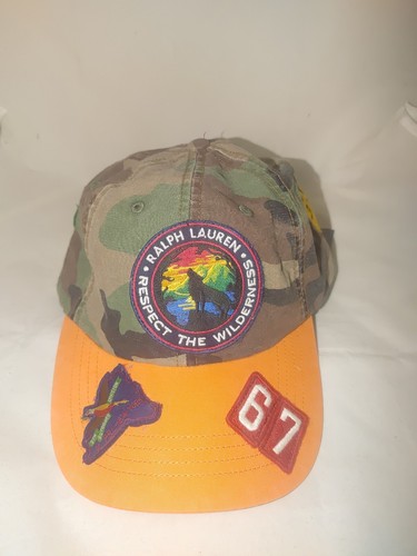 POLO RALPH LAUREN MENS BRAND NEW ORANGE/CAMO WILDERNESS PATCH HAT 1 OF 1 O/S