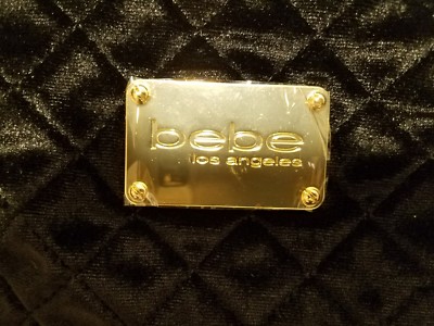 New BEBE Danielle Gold Black Pewter Velvet Quilted Large  display picture 1