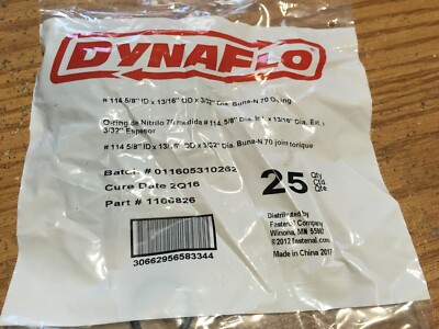 (25) DynaFlo  #114 5/8''ID x 13/16''OD 0.103'' Cross Section Nitrile Std O-Ring