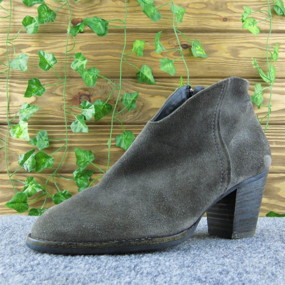 Paul Green Women Ankle Boots Boots Gray Leather Zip Size 6.5 Medium | eBay