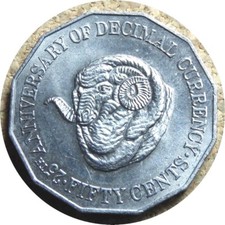 elf Australia 50 Cents 1991 Decimal Currency 25th Anniv  Sheep Ram