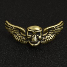 Brass Wing Skull Concho Screw Back Western Cowboy Punk