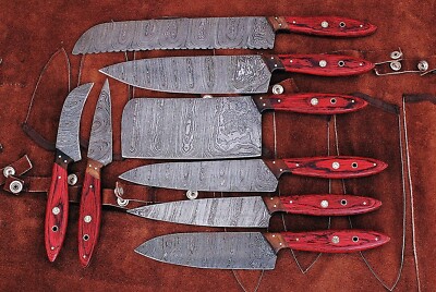 Eye Catching CUSTOM MADE DAMASCUS BLADE KITCHEN/CHEF KNIFE 08 PC'S SET DB 1046-8