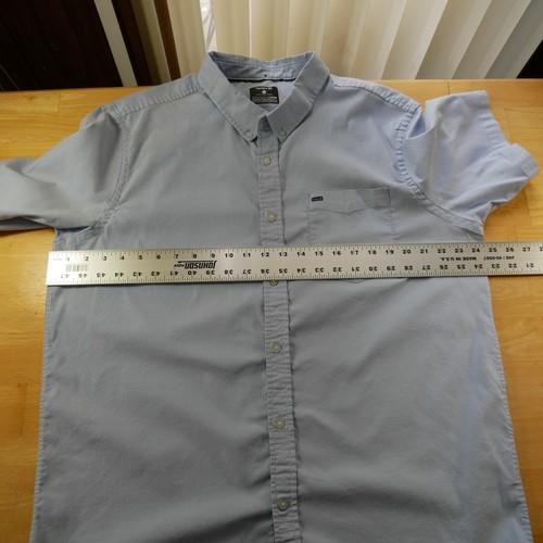 Hurley Dress Casual Shirt 2XL Slim Chambray Button Up Short Sleeve Nike Dri-Fit - Picture 13 of 14