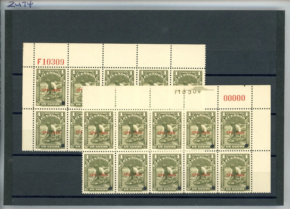 SELLO ECUADOR 1s *GOLD PANNING* (1937) ABNCo F10309 ESPECIMEN Bloques{20} MNH ZU74 Foto 2 de 4