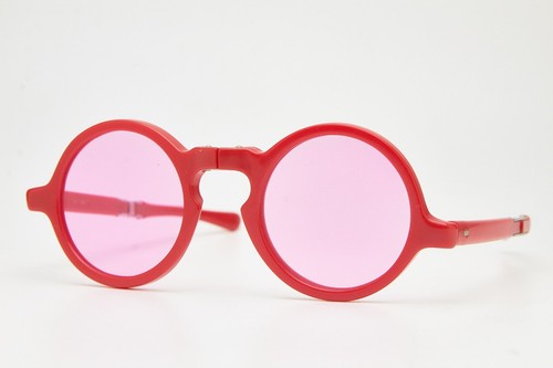 1990s vintage red round folding sunglasses TUTTI FRUTTI Pink round eyeglasses 90 - Picture 5 of 17
