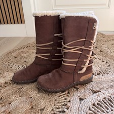 Y2K Vintage UGG Australia Leather Lace-Up Sheepskin Boots  Brown  Size 7