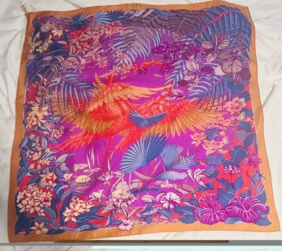 Hermes ''FLAMINGO PARTY'' Carre 90 Silk 100% Scarf Rare