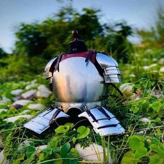 Traje de armadura de caballero no muerto listo para la batalla guerrero medieval LARP disfraz con disfraces Foto 3 de 4