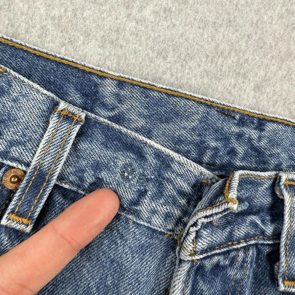 Vintage Levis Jeans Mens Fits 33x29 Blue 90s Button Fly 501 Straight Made In USA - Image 3 of 4