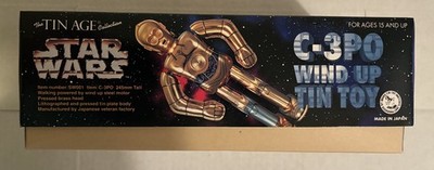 Star Wars C-3PO, Tinplate OSAKA Tin Toy Wind Up, Press Brass Head