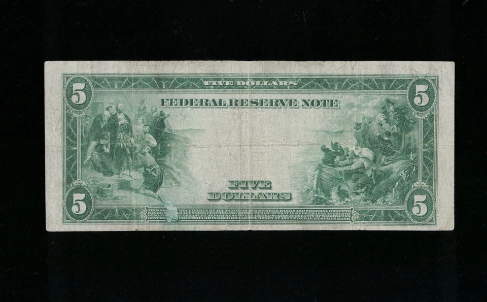 SC 1914 $5 Philadelphia, PA Federal Reserve Note FRN (940A) - Image 3 of 4