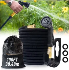 25ft/100ft Expandable Garden Hose with Nozzle, Lightweight and Durable.