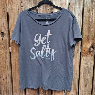 Salt Life T-Shirt GET SALTY Pink Blue Gray  SZ XLG Short Sleeve Crew Neck Tee