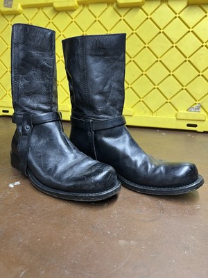 RARE VINTAGE DESIGNER YSL MENS ENGINEER HARNESS BOOTS SZ 41 BLACK LEATHER 