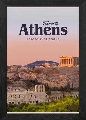 Visit Athens Framed Wall Art Poster Canvas Print Picture