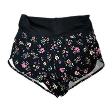 WONDER NATION Girl Shorts Size 7-8 Polyester Summer Black Flowers Sports Sporty