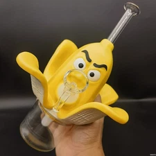 6.7" Funny Banana Hookah Silicone Water Pipe Smoking Glass Bong W/ Glass Bowl 