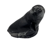 Vtg Aardik Figures to please Seal Made in Canada Black Figurine Eskimo