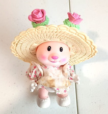 Vintage Tomy Tea Bunnies ROSE BONNET Bunny Collectible Figure 90s w/Hat  Dress