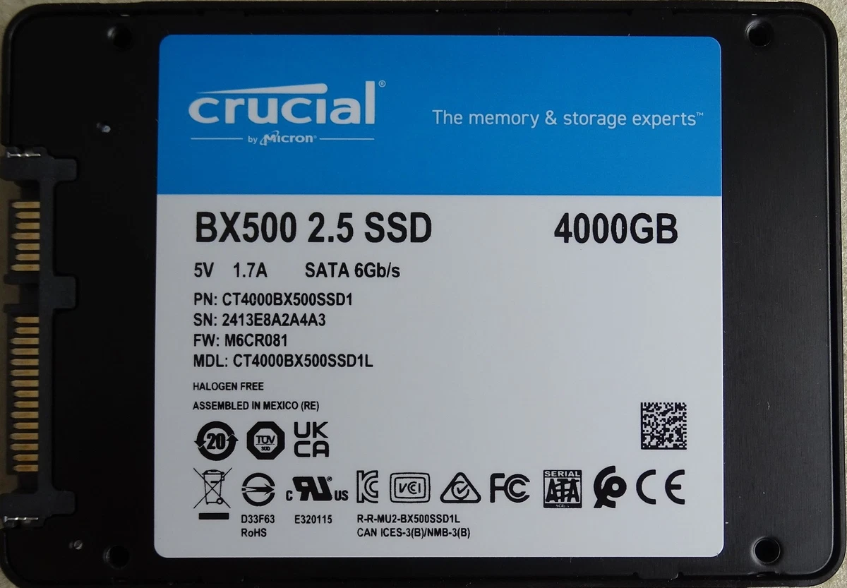 Crucial BX500 SSD 4TB SATAIII 6Gb/s