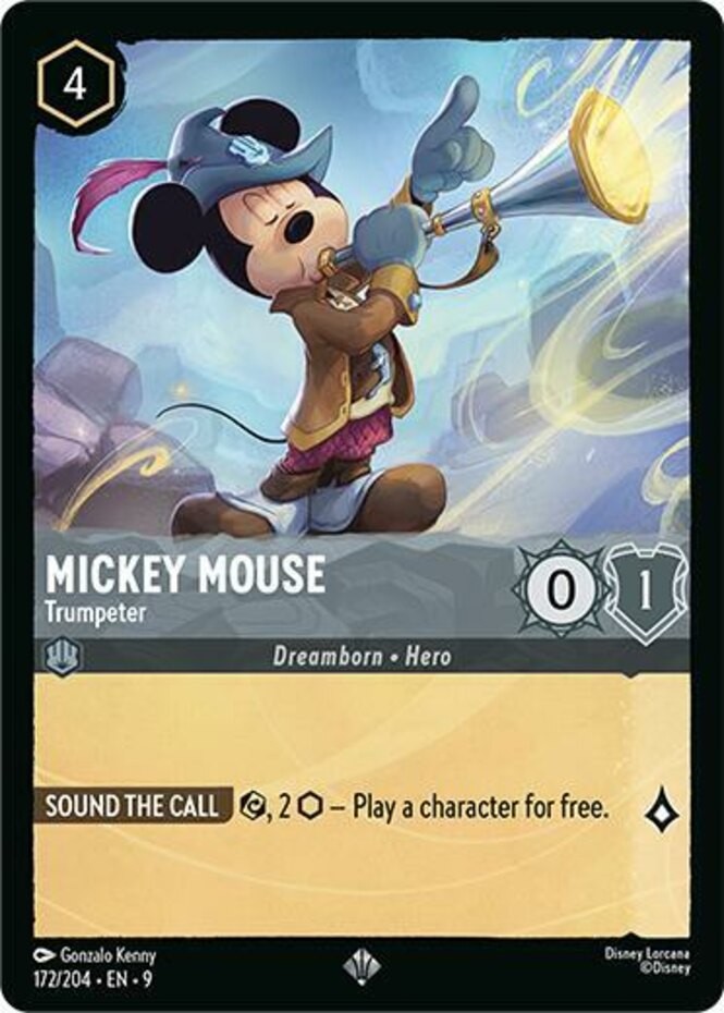 x1 Mickey Mouse - Trumpeter - 172/204 - Super Rare Lorcana DLC09 Fabled M/NM