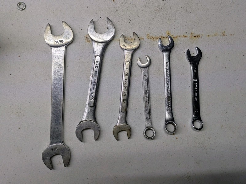 Lot Of 6 Assorted US SAE and Metric Wrenches