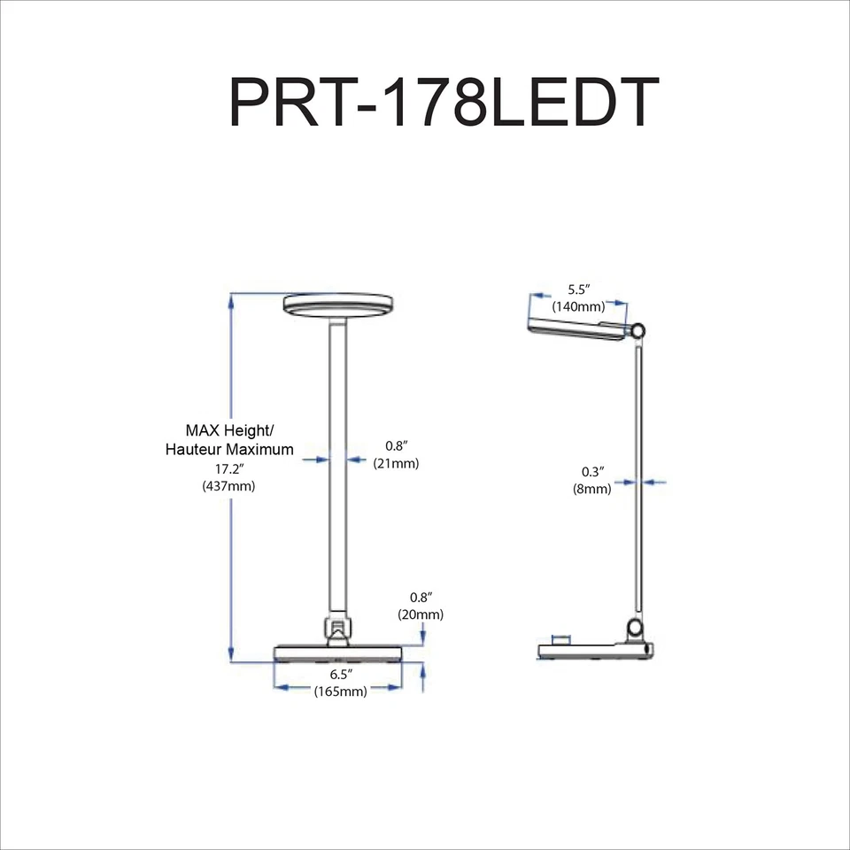 Lámpara de escritorio Dainolite PRT-178LEDT Prescott 15" de alto LED brazo oscilante - negra Foto 3 de 3