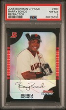 2005 BOWMAN CHROME REFRACTOR #100 BARRY BONDS PSA 8