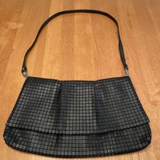 Vintage Lumured Black Purse Matte Bead Embellished Evening Bag Clutch