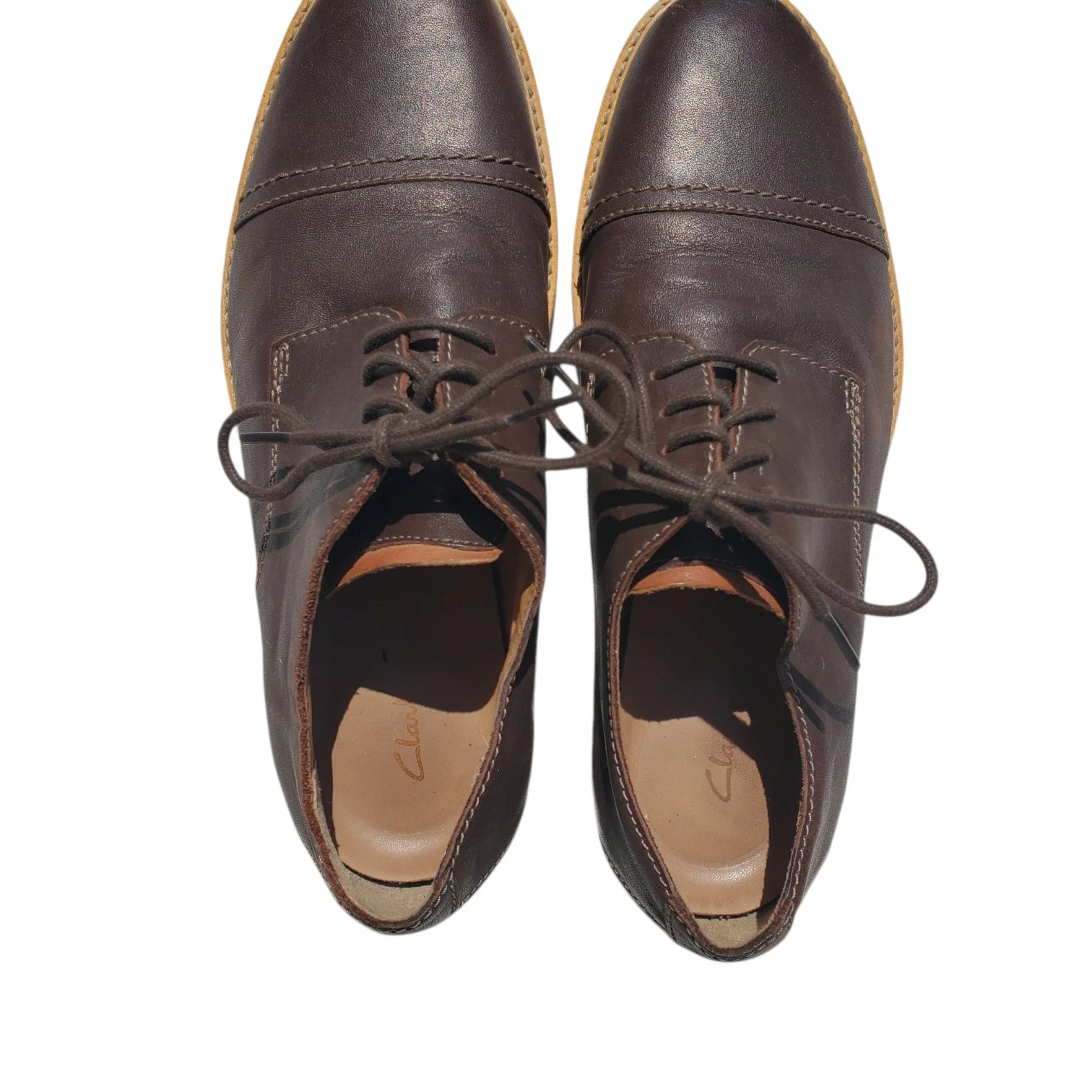 Scarpe eleganti casual Clarks in pelle marrone scuro made in India taglia 9 1 2