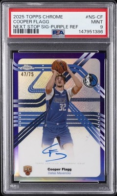 2025 TOPPS CHROME NEXT STOP SIGNATURES PURPLE REFRACTOR COOPER FLAGG 47/75 PSA 9