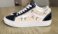 Vans Old Skool Peach Embroidered Gingham Sneakers Black Pink Women s 6 Men s 4.5