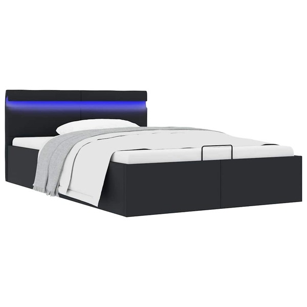 Bett Mit Bettkasten Hydraulisch Led Kunstleder 140X200 Cm-image