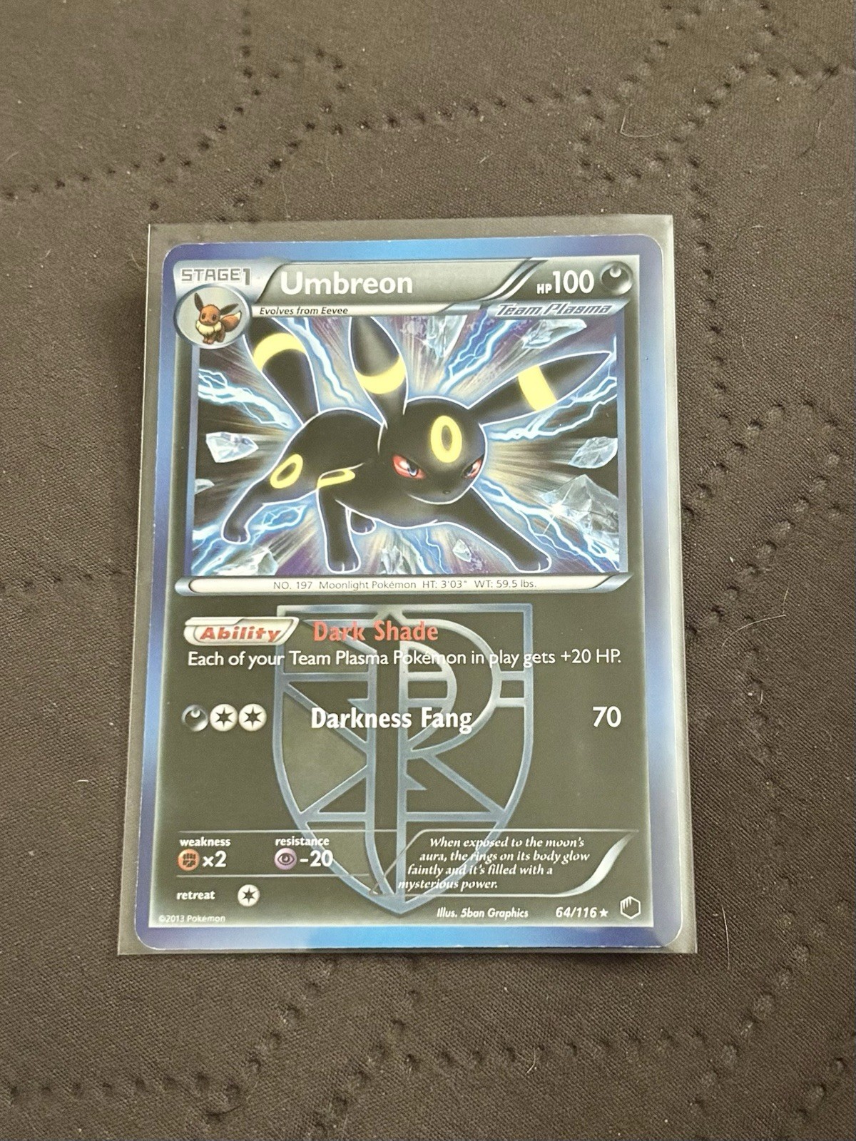 Pokemon TCG Umbreon Team Plasma 64/116 Plasma Freeze Reverse Holo Rare 2013