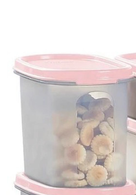Tupperware Modular Mates Oval 2 Storage Container 4-3/4 Cups with Pink Seal New