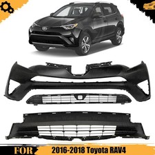 Front Bumper Cover Fascia Paintable & Lower Grille For 2016-2018 Toyota RAV4