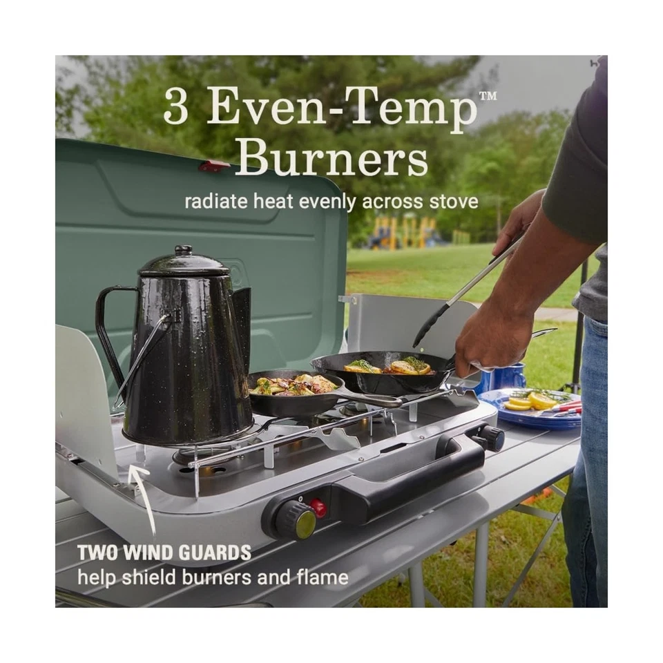 Coleman Cascade 328 Estufa de Camping de 3 Quemadores, Estufa Portátil con 28.000 BTU... Foto 2 de 4