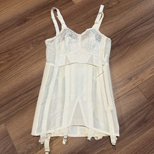 Vintage 50s 60s Sears Charmode Corselette Girdle Shaper Side Zip Lace Bullet Bra