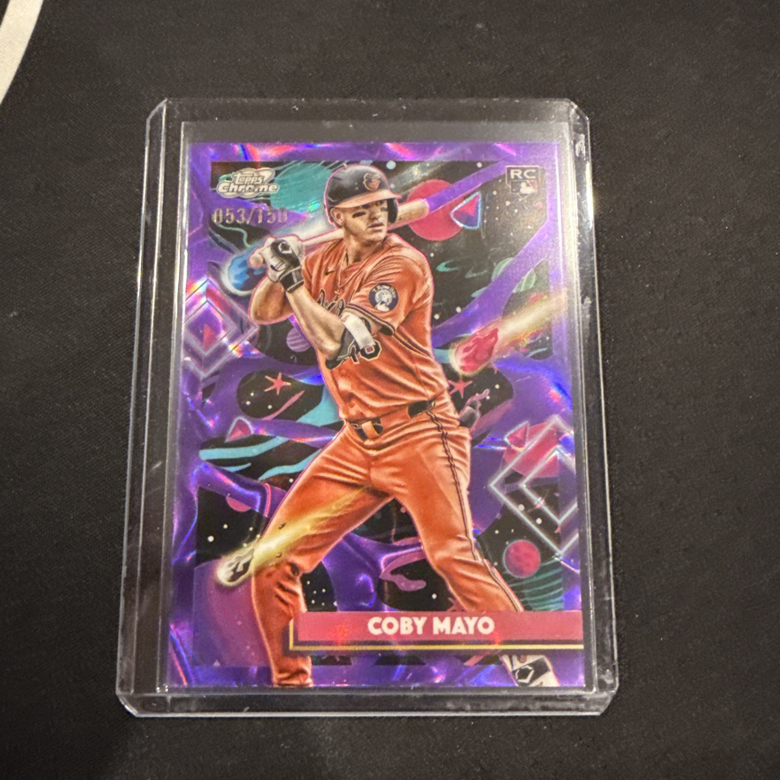 Coby Mayo #154 2025 Topps Chrome Cosmic Purple Refractor /150 Rookie RC Orioles
