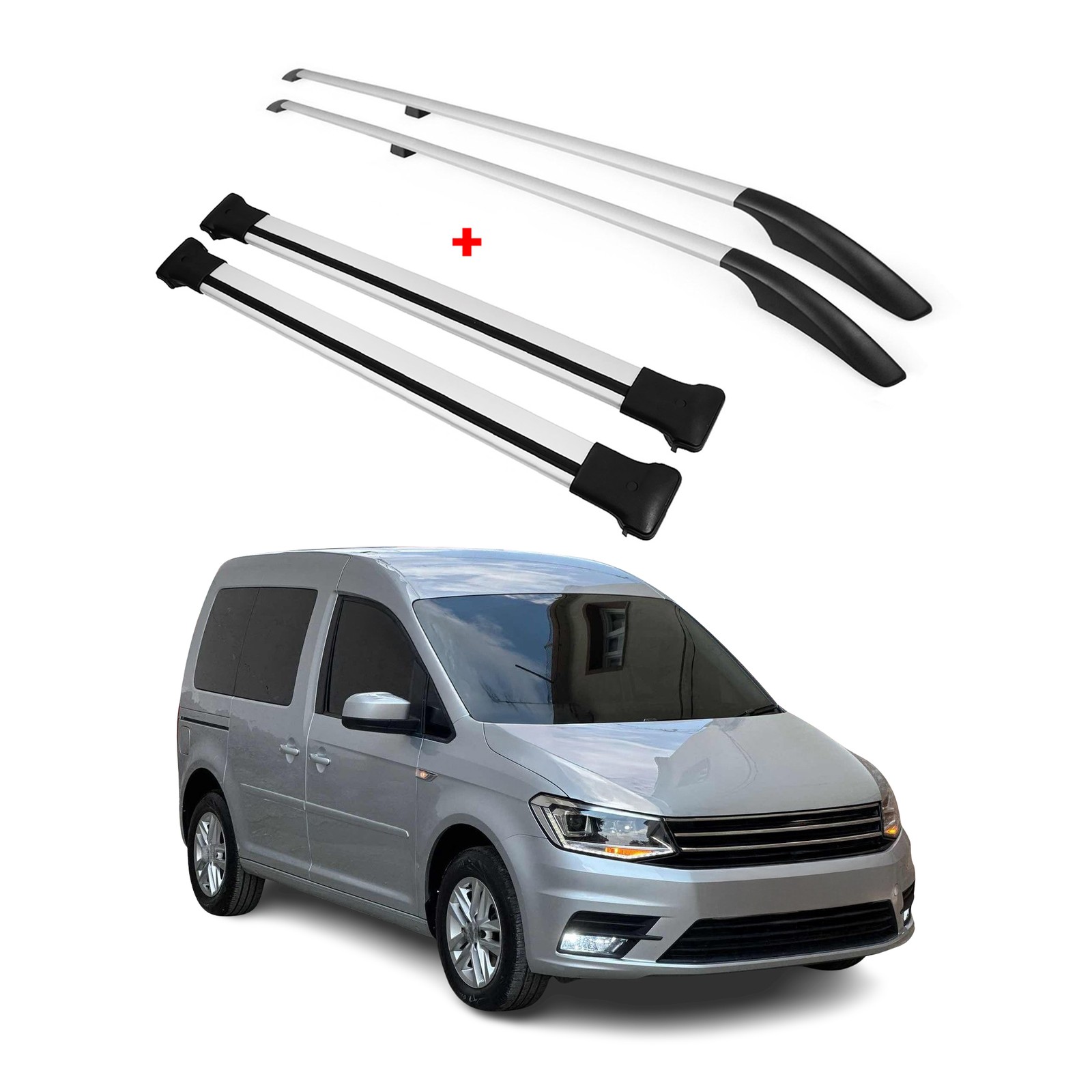 Kit Barres de toit VW Caddy 4 2015-2020 Alu Gris L1 pour galerie de toit et transport utilitaire