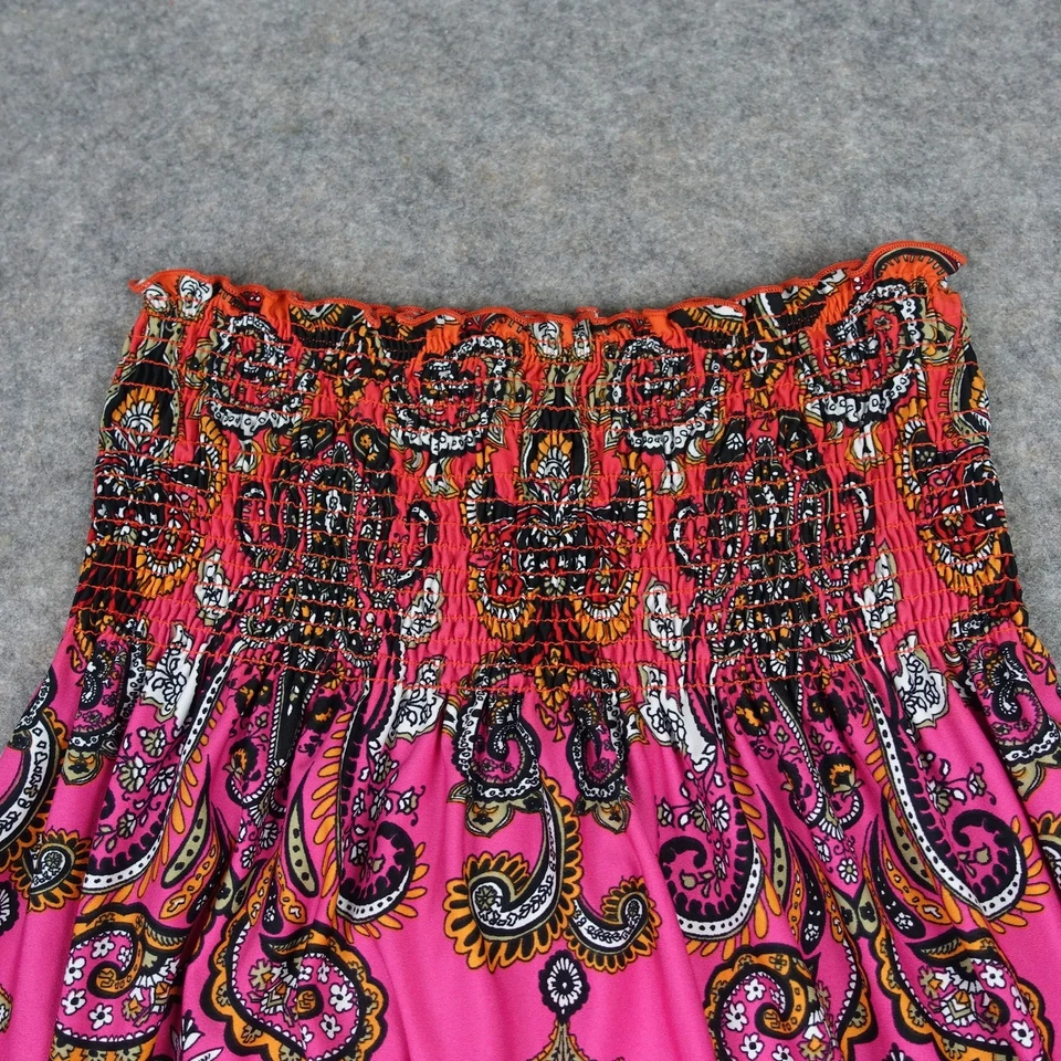 VINTAGE Bailey Blue Maxi Dress Womens Large Paisley Strapless Boho Festival VTG - Image 2 of 4