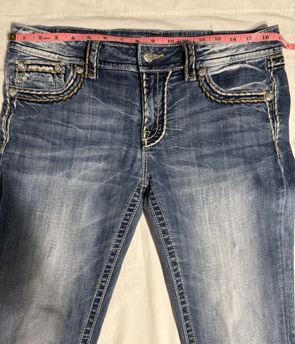 Miss Me Jeans Womens 32 Boot Cut Stretch Distressed Denim 34 Inseam - Picture 8 of 18
