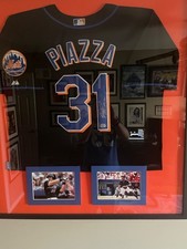 Mike Piazza Autographed & Framed Black New York Mets Jersey  HOF Fanatics COA
